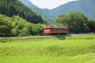兵庫県市川町のローカル線甘地・福崎駅間を走る播但線普通列車