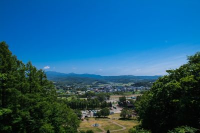 北海道共和町の市街地と田舎の風景