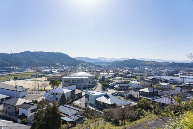 熊本県御船町の市街地の町並み