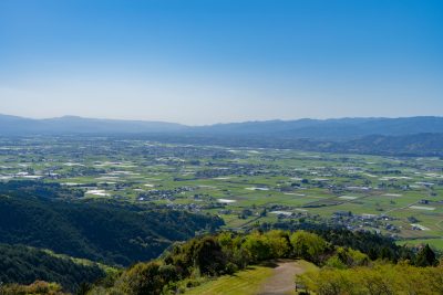 熊本県多良木町の妙の自然公園からの田舎の町並み
