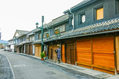 熊本県山鹿市の街並み(熊本県山鹿市　豊前街道の町並み)