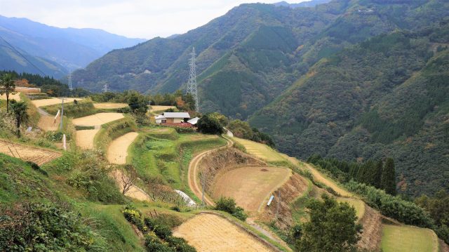 宮崎県椎葉村の棚田と町並み