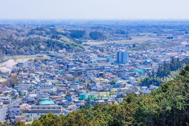埼玉県越生町の市街地の風景