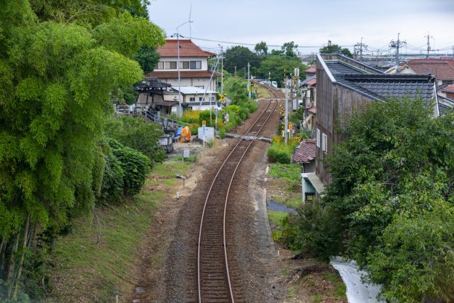 島根県益田市の街並み(山陰本線の風景 島根県益田市)